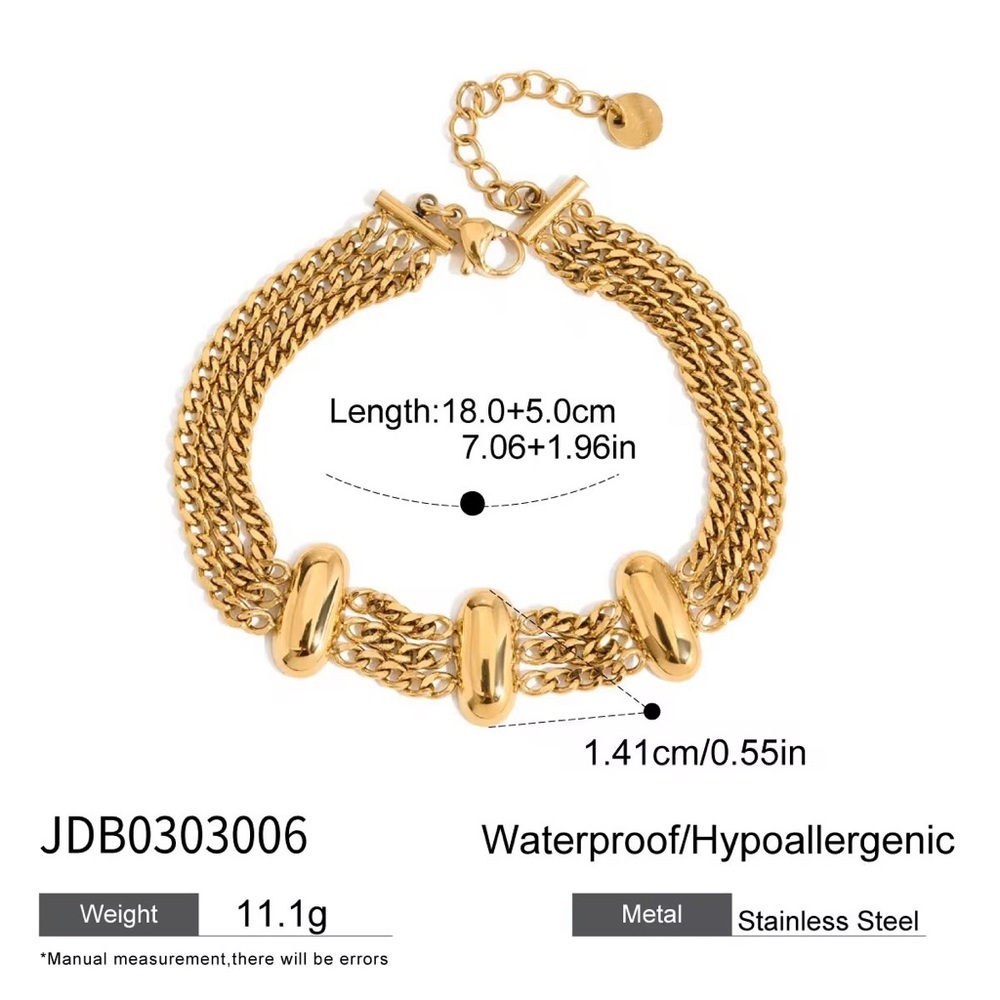 18K Gold Plated Multi Layer Cuban link Bracelet - Picture 7 of 8